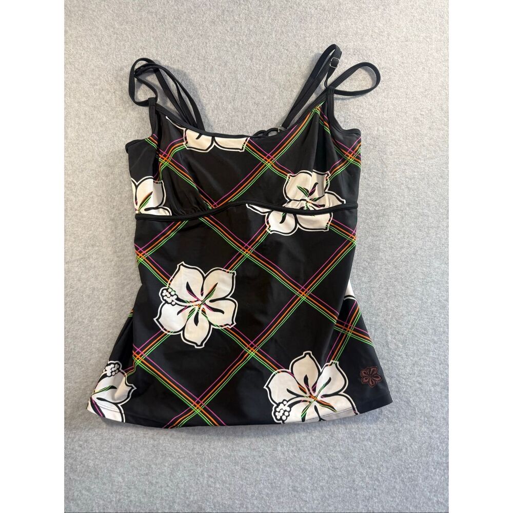 Hapari floral plaid tankini top large